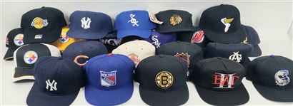Football, Baseball, Hockey Caps (Lot of 79)