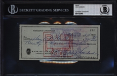 1964 Vince Lombardi Green Bay Packers Signed Check (Beckett Authentic)