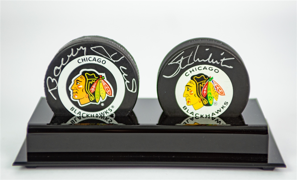 1957-1980 Bobby Hull & Stan Mikita Chicago Blackhawks Signed Hockey Pucks (JSA)