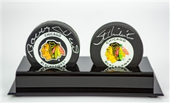 1957-1980 Bobby Hull & Stan Mikita Chicago Blackhawks Signed Hockey Pucks (JSA)
