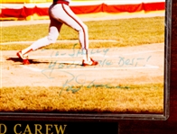 1991 Rod Carew Minnesota Twins Signed 8x10 Photo w/ H.O.F. Plaque (JSA)