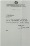 1949 Connie Mack Philadelphia Athletics Signed 8x11 Letter (JSA)