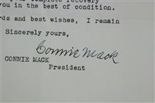 1949 Connie Mack Philadelphia Athletics Signed 8x11 Letter (JSA)
