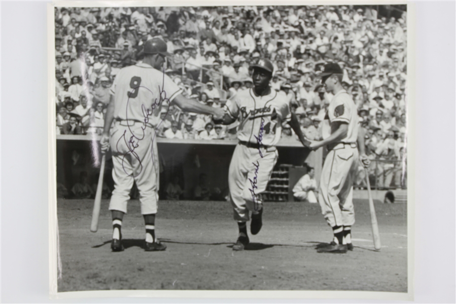 1953-1974 Hank Aaron & Joe Adcock Milwaukee Braves Signed 8x10 Photo (JSA)
