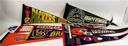 1970's-2000's Milwaukee Brewers Cleveland Indians Memorabilia Collection - Lot of 28 w/ Publications, Pennants, Pins & More