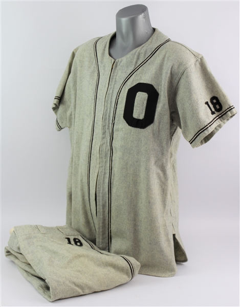 1950s Bond Pickle Company Game Worn Flannel Baseball Uniform (MEARS LOA)
