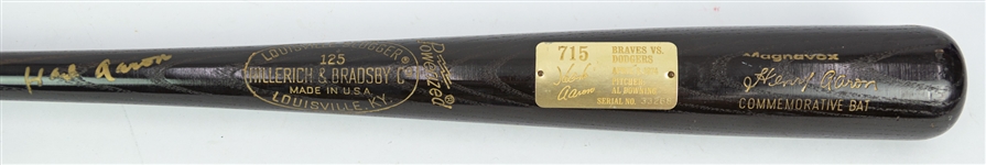1974 Hank Aaron Atlanta Braves Signed H&B Louisville Slugger Magnavox 715th Career Home Run Commemorative Bat (JSA)
