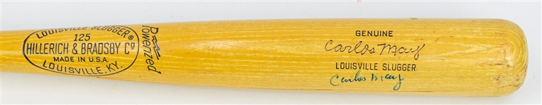 1970s Carlos May Chicago White Sox Signed H&B Louisville Slugger Bat (JSA)