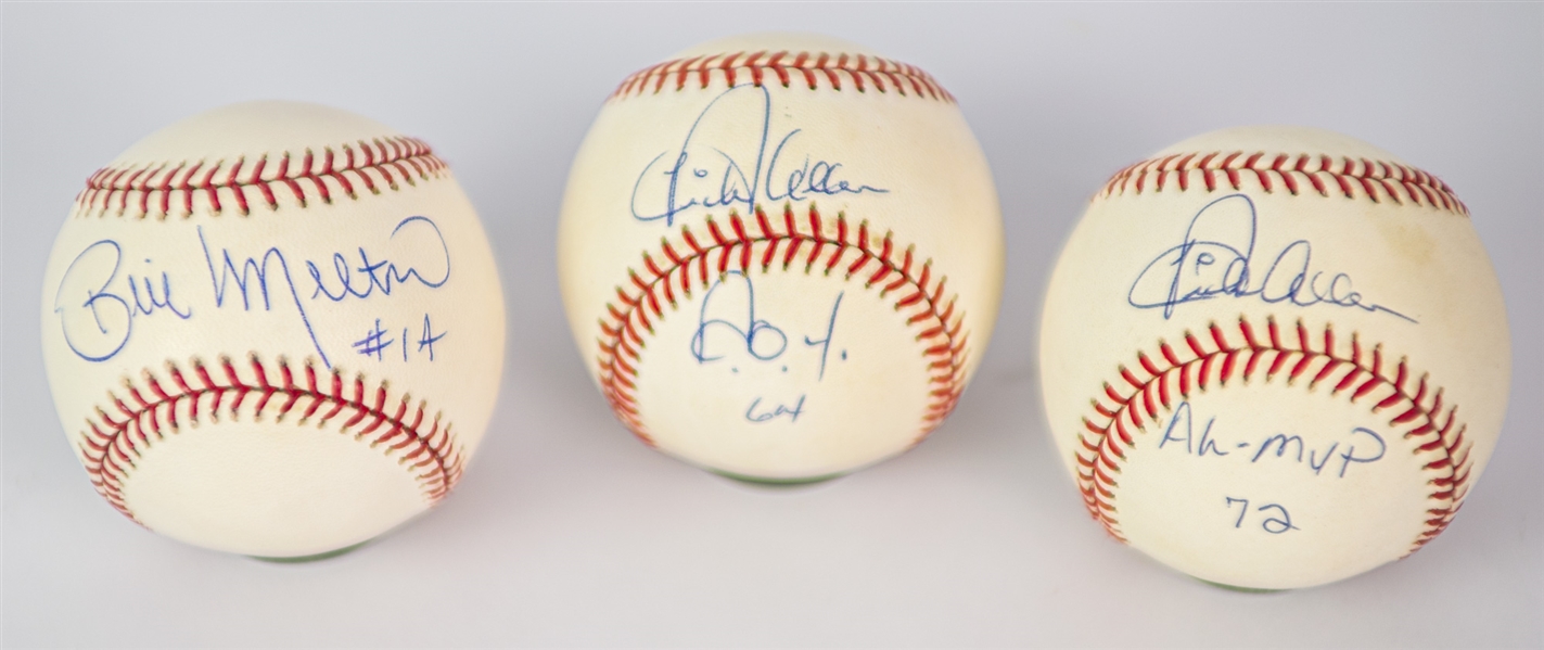 1990s-2000s Dick Allen Bill Melton Chicago White Sox Signed Baseballs - Lot of 3 (JSA)