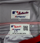 2015 (June 27) Jackie Bradley Boston Red Sox Signed Game Worn 1975 Throwback Road Uniform (MEARS A10/MLB Hologram/MEARS A10)