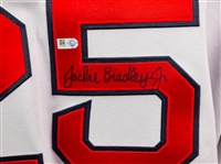 2015 (June 27) Jackie Bradley Boston Red Sox Signed Game Worn 1975 Throwback Road Uniform (MEARS A10/MLB Hologram/MEARS A10)