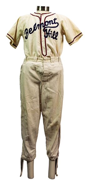1950s Belmont Hill Game Worn Flannel Baseball Uniform (MEARS LOA)