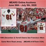 1996 (December 2) Terrell Owens San Francisco 49ers Game Worn Road Jersey (MEARS A10/Team COA)