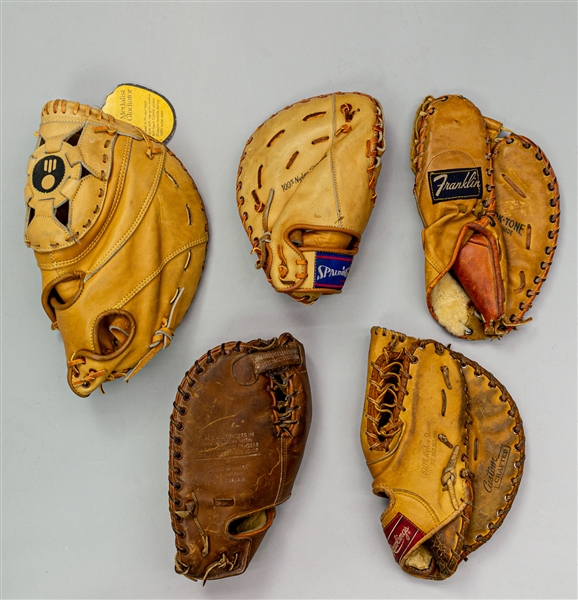1950s-70s Store Model First Baseman Mitt Collection - Lot of 5 w/ Ferris Fain, Vic Power, Gordon Coleman & Mike Hegan