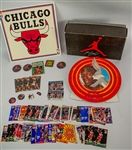 1980s-90s Michael Jordan Chicago Bulls Memorabilia Collection - Lot of 50+ w/ Hare Jordan Looney Tunes Display, Trading Cards, Jumpman Pinback Buttons, Schedules & More