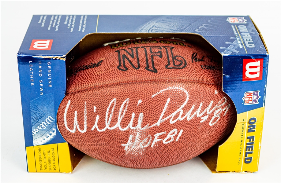2000s Willie Davis Green Bay Packers Signed ONFL Tagliabue Football (JSA)
