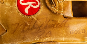 1985-86 Mike Schmidt Philadelphia Phillies Signed Rawlings First Base Mitt (MEARS LOA/JSA)