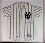 1998 Joe DiMaggio New York Yankees Signed 39" x 40" Framed Mitchell & Ness Jersey (JSA) 25/56