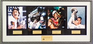 1990s Michael Jordan Wayne Gretzky Joe Montana Troy Aikman Signed 20" x 42" Framed First Championship Photo Display (Upper Deck Authentication)