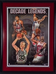 1999 Wilt Chamberlain Julius Erving Larry Bird Michael Jordan Signed 24" x 32" Framed Decade Legends Lithograph (Upper Deck Authentication/JSA) 1/200