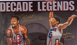 1999 Wilt Chamberlain Julius Erving Larry Bird Michael Jordan Signed 24 x 32 Framed Decade Legends Lithograph (Upper Deck Authentication/JSA) 1/200