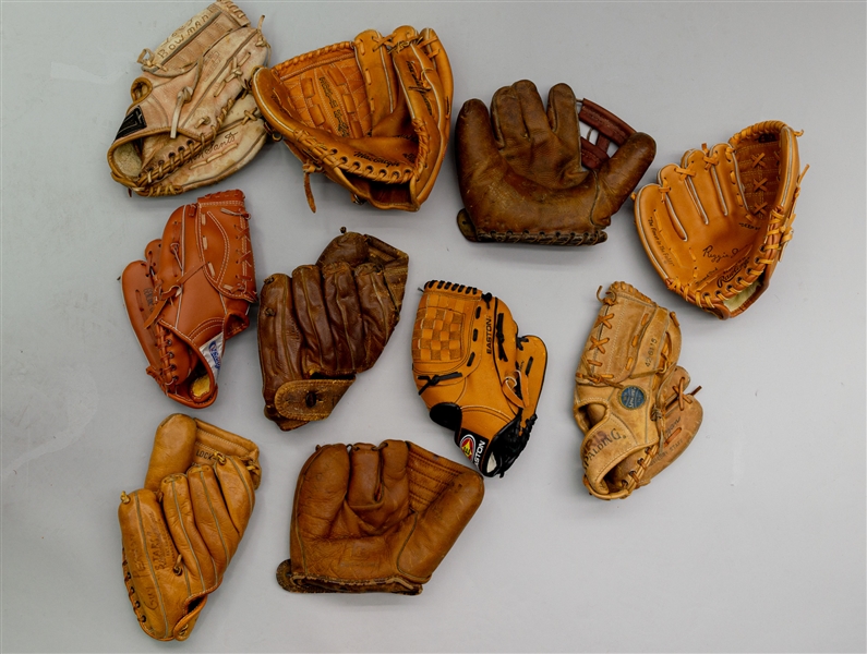 1950s-90s Player Endorsed Store Model Baesball Mitts - Lot of 10 w/ Reggie Jackson, Billy Martin, JR Richard, Nolan Ryan & More