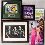2000s Green Bay Packers Framed Memorabilia Collection - Lot of 5 w/ Donald Driver, Jerry Kramer Signed & Bart Starr, Brett Favre, Aaron Rodgers Photo (JSA) 