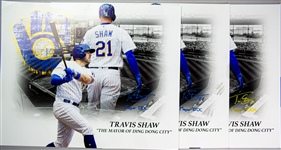 2017-19 Travis Shaw Milwaukee Brewers Signed 16" x 20" Photos - Lot of 3 (JSA)