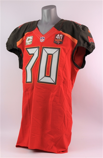 2015 (November 8) Logan Mankins Tampa Bay Buccaneers Game Worn Salute to Service Home Jersey (MEARS A10 & PSA/DNA)