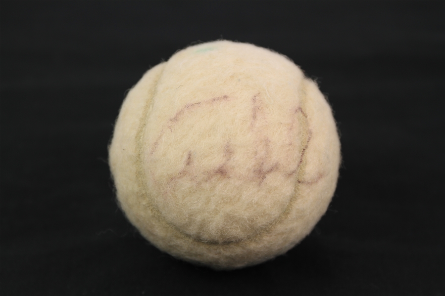 1970s Arthur Ashe Signed Wilson Match Used Tennis Ball (MEARS LOA)