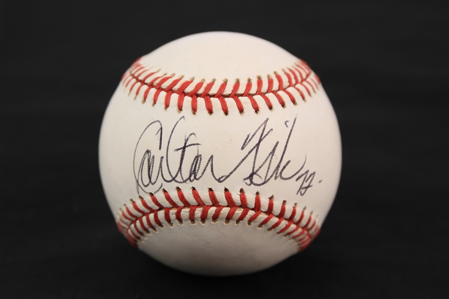 1985-89 Carlton Fisk Chicago White Sox Signed OAL Brown Baseball (JSA)