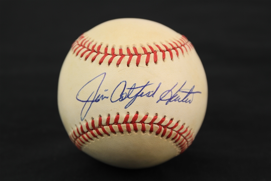 1985-89 Jim "Catfish" Hunter New York Yankees Signed OAL Brown Baseball (JSA)
