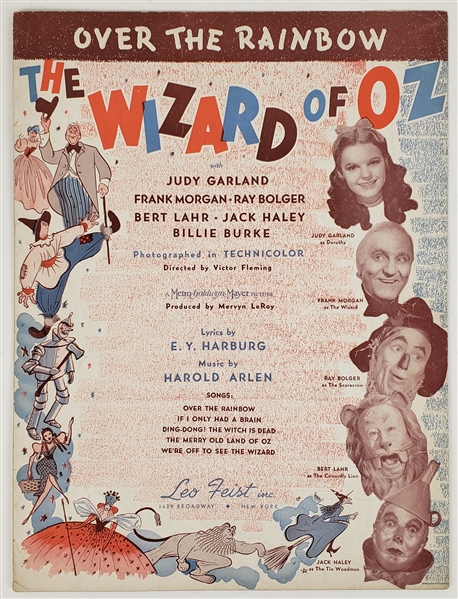 1939 The Wizard of Oz Over the Rainbow Leo Feist Sheet Music 