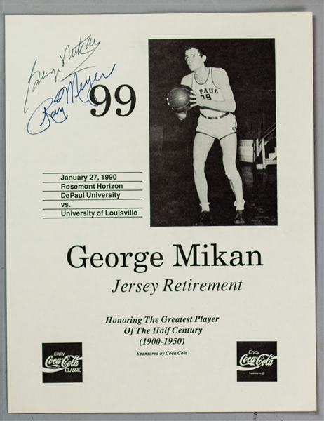 1990 George Mikan DePaul University Signed 8x10 Jersey Retirement Memorial (JSA)