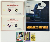 1990 Nolan Ryan Texas Rangers 300th Career Victory Memorabilia Collection - Lot of 6 w/ Scored Program, Ticket Stub, Attendance Certificates & Trading Cards