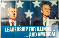 1992 George HW Bush Jim Edgar 24" x 36" Leadership for Illinois...And America Poster