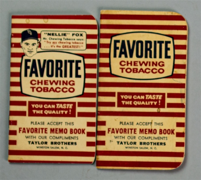 1950s Favorite Chewing Tobacco Memo Books - Lot of 2, 1 w/ Nellie Fox Cover