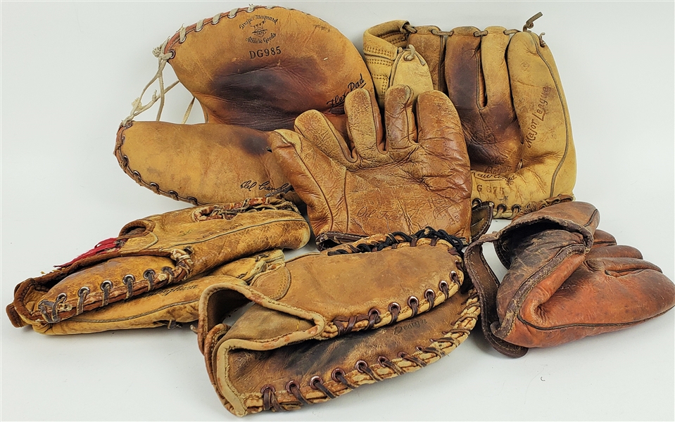 1950s Store Model Baseball Gloves (Lot of 6)