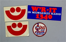 1960s-80s Milwaukee Bumper Sticker & Patch Collection - Lot of 4 w/ Summerfest Logo, WRIT 1340 & Scout Circus