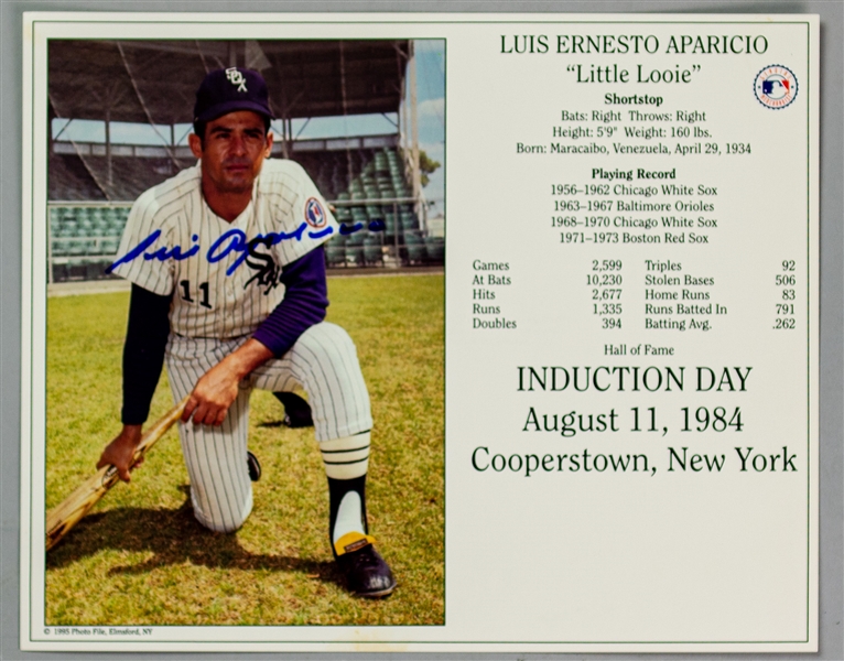 1995 Luis Aparicio Chicago White Sox Signed 8" x 10" HOF Induction Day Photo (JSA)