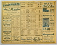 1922 Milwaukee Brewers American Association 11" x 14" Scorecard Place Mat