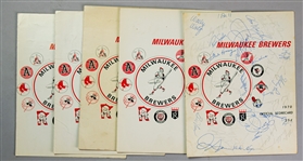 1970 Milwaukee Brewers County Stadium First Game Franchise History Scorecards - Lot of 5 w/ 2 Scored & 1 Multi-Signed (JSA)