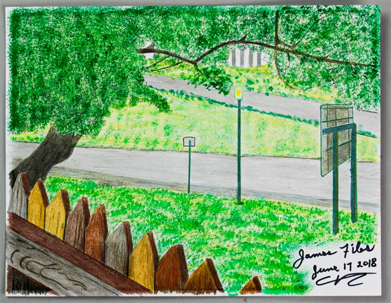 2018 James Files "Grassy Knoll Shooter" JFK Assassination Signed 8.5" x 11" Original Illustration (MEARS LOA)