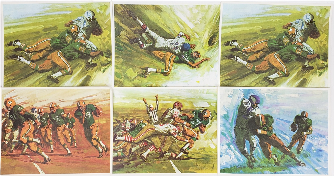 1960s Green Bay "Packers in Action" 11 x 14 Mobil Gas Promos (Lot of 13) 