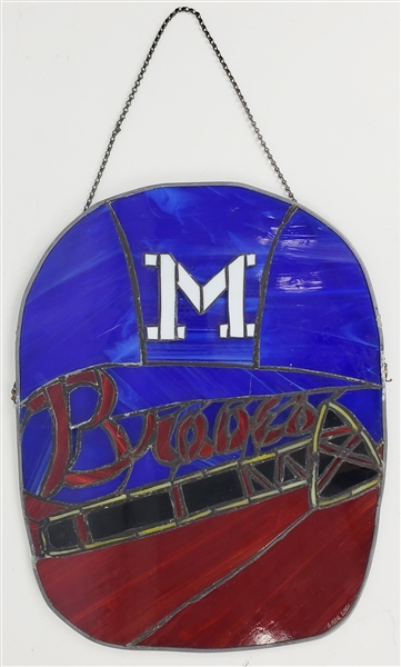 1953-65 Style Milwaukee Braves Stained Glass 13.5" x 17.5" Hanging Sign