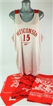 1980s-90s Wisconsin Badgers Basketball Memorabilia - Lot of 4 w/ Reversible Practice Jersey, Practice Shorts & Miller Time Bandanas (MEARS LOA)