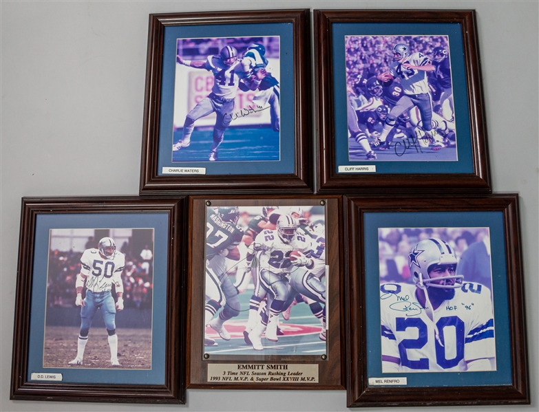 1990s Dallas Cowboys Signed Framed Photos Collection - Lot of 5 w/ Emmitt Smith, Mel Renfro, Cliff Harris & More (JSA)