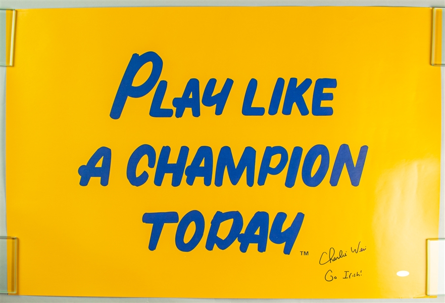 2005-09 Charlie Weis Notre Dame Fighting Irish Signed 20" x 32" Play Like A Champion Poster (Steiner/JSA)