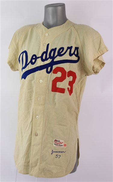 1957 Don Zimmer Brooklyn Dodgers Game Worn Home Jersey (MEARS A8) Last Season in Brooklyn