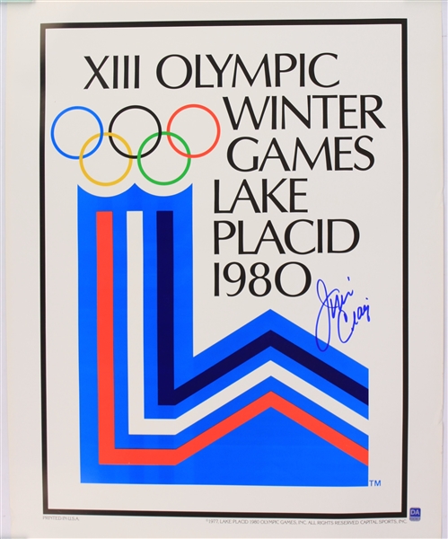 1980 Jim Craig USA Hockey Signed 19" x 24" XIII Olympic Winter Game Lake Placid Poster (JSA)